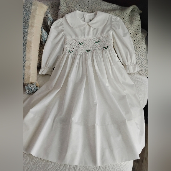 Mela Wilson Handmade Smocked Heirloom Christmas Dress Size 5